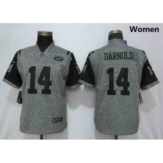 Women Nike Jets 14 Sam Darnold Gray Gridiron Gray Women Vapor Untouchable Limited Jersey